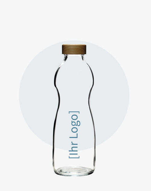 Trinkflasche aus Glas Modell "Wellenlänge"